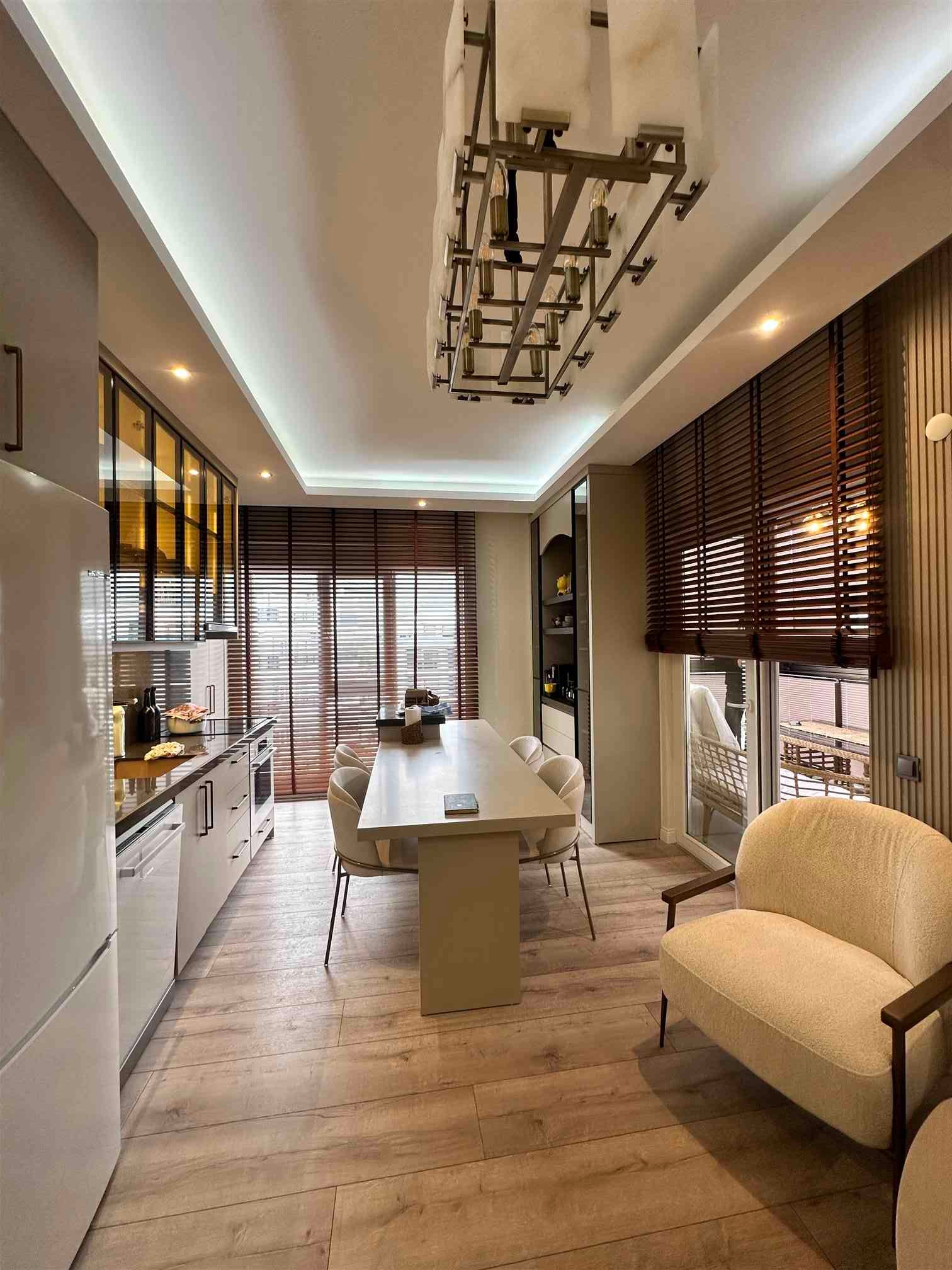 Wide living room design for a 3+1 apartment